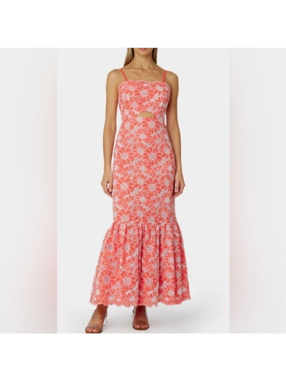 Milly Breanna Tournesol Eyelet Dress Coral - Picture 2 of 16